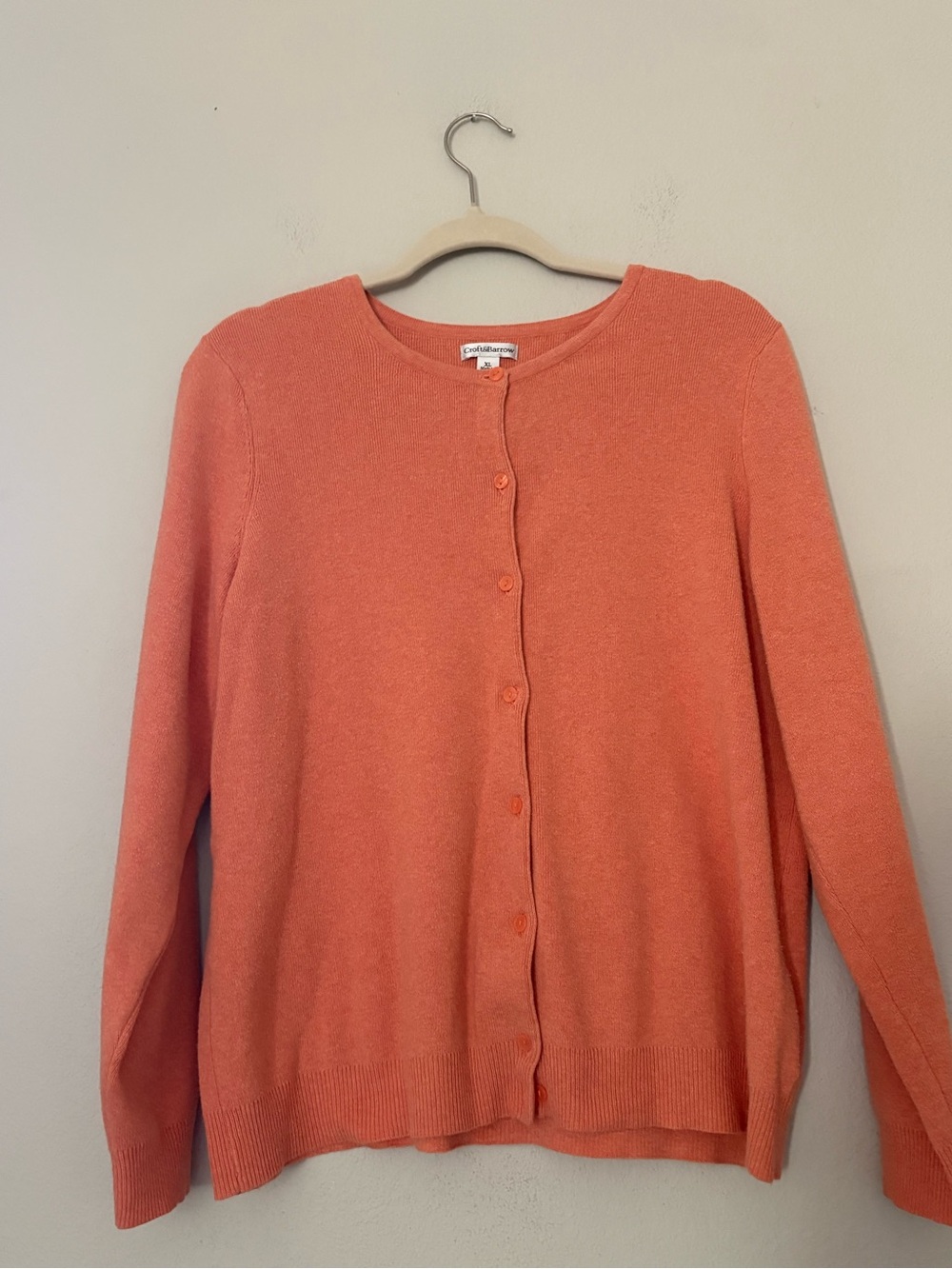 Croft & Barrow Coral Cardigan | Size XL Crewneck Knit Sweater Classic Cozy